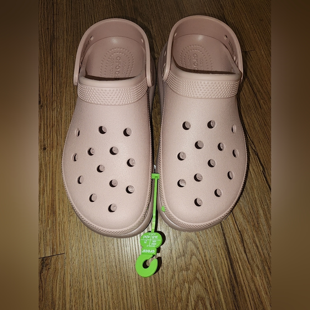 M8/W10 - New CROCS Crush Shimmer Slip On Platform Clogs Shoes Pink - Picture 7 of 9